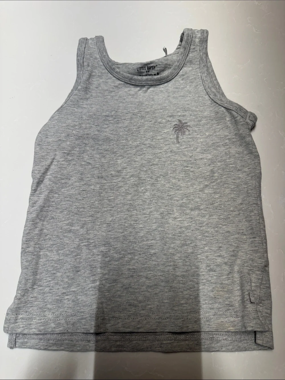 Little Bipsy Light Gray Tank Top with Palm Detail